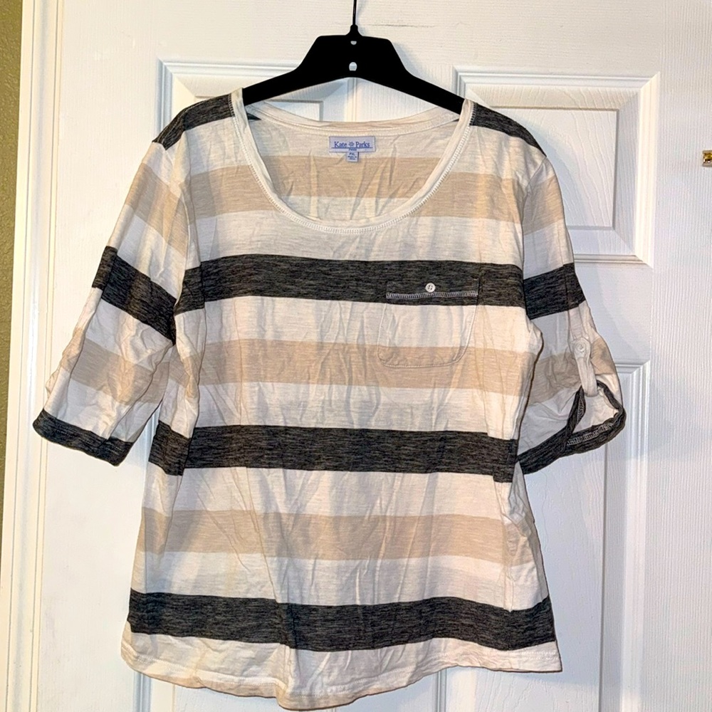 Kate Parks Striped 3/4 Sleeve Soft Top